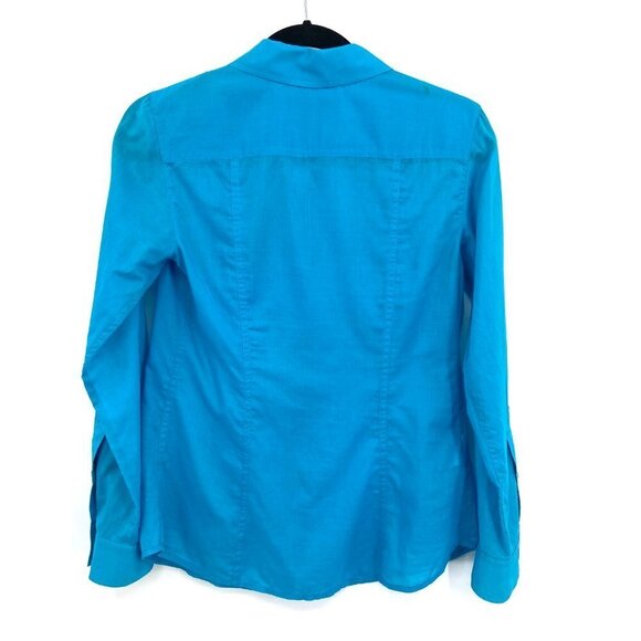 TOMMY BAHAMA Teal Turquoise Blue 100% Cotton Lightweight Button Up Blouse XL - Picture 3 of 6